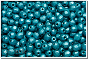B�hm. Glasschliffperle, feuerpol., 3mm, black, op., metalust, turquoise, 50 Stk.