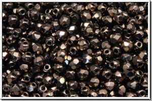 B�hm. Glasschliffperle, feuerpol., 3mm, bronze, dk., met., 50 Stk.