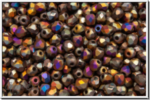 B�hm. Glasschliffperle, feuerpol., 3mm, crystal, trans., full sliperit, matte, 50 Stk.