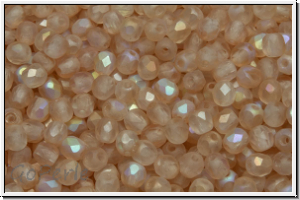 B�hm. Glasschliffperle, feuerpol., 3mm, crystal, trans., yellow AB, matte, 50 Stk.