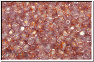 B�hm. Glasschliffperle, feuerpol., 3mm, crystal, trans., copper spackled, 50 Stk.