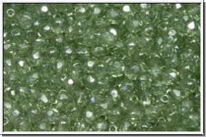 B�hm. Glasschliffperle, feuerpol., 3mm, crystal, trans., seafoam luster, 50 Stk.