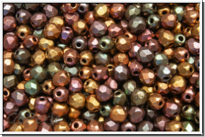 B�hm. Glasschliffperle, feuerpol., 3mm, purple gold, met., iris., satin, 50 Stk.