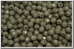 B�hm. Glasschliffperle, feuerpol., 3mm, grey, dk., op., 50 Stk.