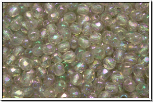 B�hm. Glasschliffperle, feuerpol., 3mm, black diamond, trans., purple iris., 50 Stk.