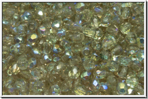 B�hm. Glasschliffperle, feuerpol., 3mm, black diamond, trans., AB, 50 Stk.