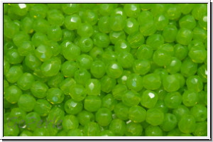 B�hm. Glasschliffperle, feuerpol., 3mm, green, lime, opal, 50 Stk.