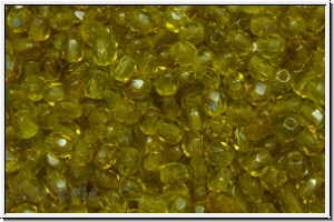 B�hm. Glasschliffperle, feuerpol., 3mm, khaki, trans., 50 Stk.