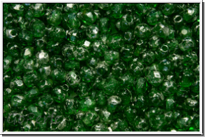 B�hm. Glasschliffperle, feuerpol., 3mm, turmaline, trans., silver splash, 50 Stk.