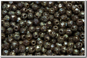 B�hm. Glasschliffperle, feuerpol., 3mm, lavender, dkst., op., silver picasso, 50 Stk.