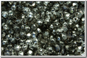 B�hm. Glasschliffperle, feuerpol., 3mm, crystal, trans., backlit periwinkle, 50 Stk.