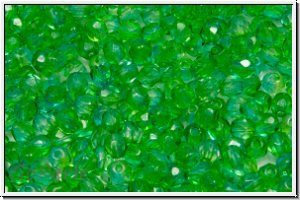 B�hm. Glasschliffperle, feuerpol., 3mm, crystal, trans., green/aqua dual coated, 50 Stk.