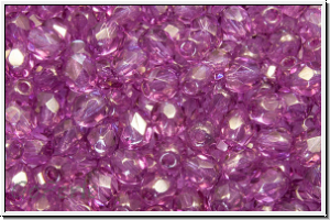 B�hm. Glasschliffperle, feuerpol., 4mm, crystal, trans., rose marbled, 50 Stk.