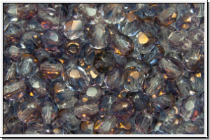B�hm. Glasschliffperle, feuerpol., 4mm, crystal, trans., half copper, 50 Stk.