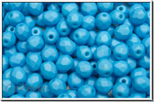 B�hm. Glasschliffperle, feuerpol., 4mm, white, alabaster, cornflower pastel, matte, 50 Stk.