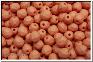 B�hm. Glasschliffperle, feuerpol., 4mm, white, alabaster, peach pastel, matte, 50 Stk.