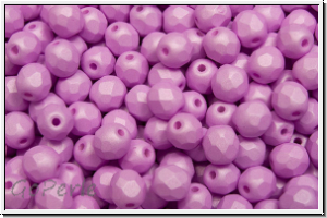 B�hm. Glasschliffperle, feuerpol., 4mm, white, alabaster, light lila pastel, matte, 50 Stk.