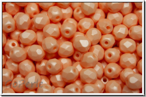 B�hm. Glasschliffperle, feuerpol., 4mm, white, alabaster, soft pastel salmon, 50 Stk.