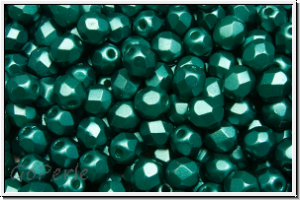 B�hm. Glasschliffperle, feuerpol., 4mm, white, alabaster, dk. chrysolite pastel, 50 Stk.
