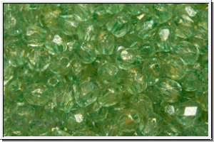 B�hm. Glasschliffperle, feuerpol., 4mm, crystal, trans., seafoam spackled, 50 Stk.