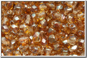 B�hm. Glasschliffperle, feuerpol., 4mm, crystal, trans., venus luster, 50 Stk.