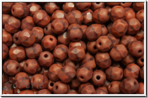 B�hm. Glasschliffperle, feuerpol., 4mm, terracotta, silky luster, matte, 50 Stk.
