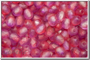 B�hm. Glasschliffperle, feuerpol., 4mm, crystal, trans., pink/red dual coated, matte, 50 Stk.
