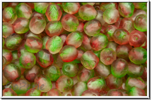 B�hm. Glasschliffperle, feuerpol., 4mm, crystal, trans., pink/green dual coated, matte, 50 Stk.