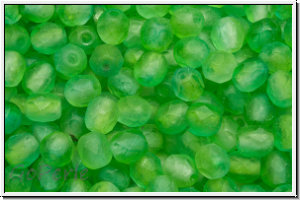 B�hm. Glasschliffperle, feuerpol., 4mm, crystal, trans., green/aqua dual coated, matte, 50 Stk.