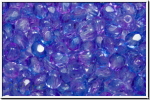 B�hm. Glasschliffperle, feuerpol., 4mm, crystal, trans., blue/purple dual coated, 50 Stk.
