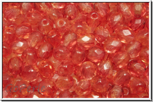 B�hm. Glasschliffperle, feuerpol., 4mm, crystal, trans., orange/red dual coated, 50 Stk.