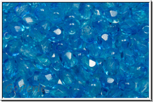 B�hm. Glasschliffperle, feuerpol., 4mm, crystal, trans., capri/sapphire dual coated, 50 Stk.
