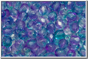 B�hm. Glasschliffperle, feuerpol., 4mm, crystal, trans., pink/blue dual coated, 50 Stk.