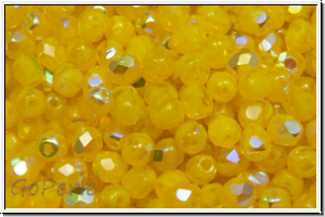 B�hm. Glasschliffperle, feuerpol., 4mm, yellow, opal, AB, 50 Stk.