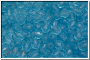 B�hm. Glasschliffperle, feuerpol., 4mm, aqua, med., trans., matte, 50 Stk.