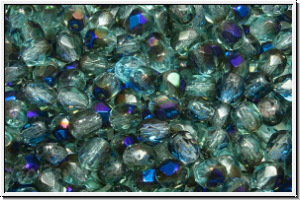 B�hm. Glasschliffperle, feuerpol., 4mm, aqua, trans., half azuro, 50 Stk.