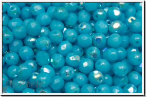 B�hm. Glasschliffperle, feuerpol., 4mm, aqua, op., AB, 50 Stk.