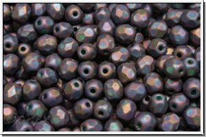 B�hm. Glasschliffperle, feuerpol., 4mm, turquoise, op., vega iris., matte, 50 Stk.