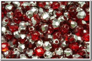 B�hm. Glasschliffperle, feuerpol., 4mm, siam, trans., half silver, 50 Stk.