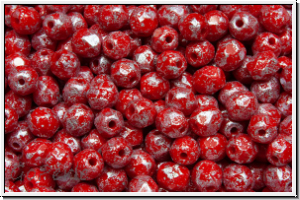 B�hm. Glasschliffperle, feuerpol., 4mm, red, op., splash silver, 50 Stk.