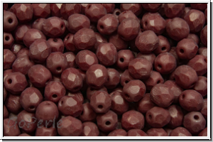 B�hm. Glasschliffperle, feuerpol., 4mm, garnet, lt., op., matte, 50 Stk.