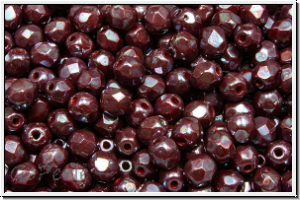 B�hm. Glasschliffperle, feuerpol., 4mm, red, op., vega iris. luster, 50 Stk.