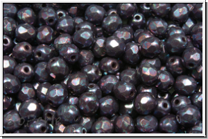 B�hm. Glasschliffperle, feuerpol., 4mm, lavender, op., nebula, 50 Stk.