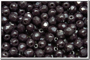 B�hm. Glasschliffperle, feuerpol., 4mm, lavender, dk., op., luster, 50 Stk.