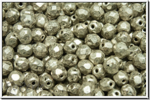 B�hm. Glasschliffperle, feuerpol., 4mm, silver, old, met., 50 Stk.