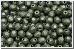 B�hm. Glasschliffperle, feuerpol., 4mm, black, op., full chrome, matte, 50 Stk.