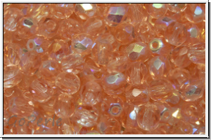 B�hm. Glasschliffperle, feuerpol., 4mm, rosaline, dk., trans., AB, 50 Stk.