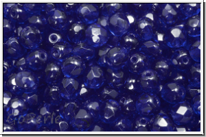 B�hm. Glasschliffperle, feuerpol., 4mm, cobalt, trans., 50 Stk.