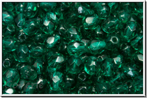 B�hm. Glasschliffperle, feuerpol., 4mm, emerald, trans., 50 Stk.