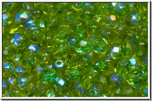 B�hm. Glasschliffperle, feuerpol., 4mm, olivine, trans., AB, 50 Stk.